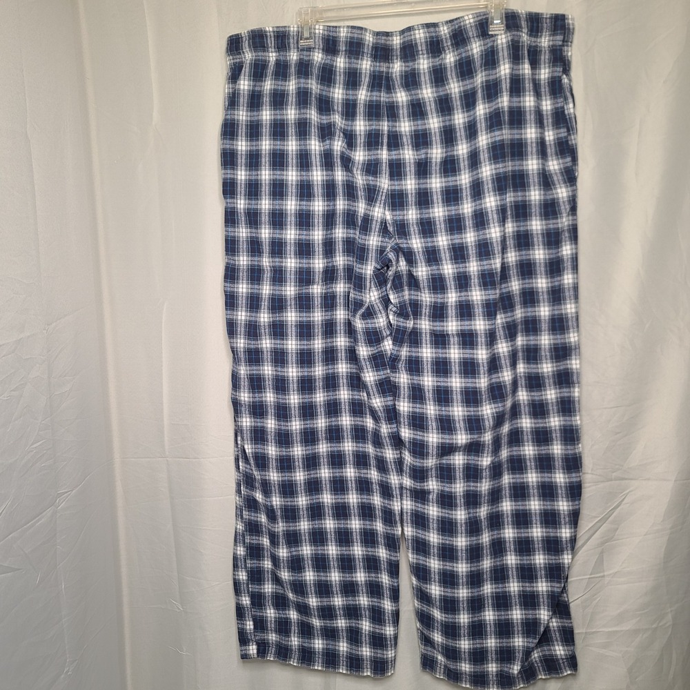 Merona Pajama Pants Mens XXL Blue White Plaid Cotton Flannel Loungewear Comfy